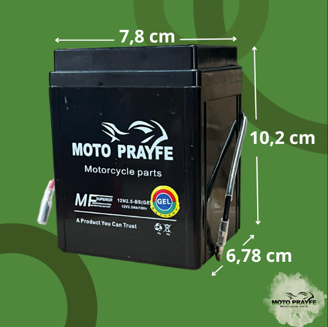Batería Gel 12N2.5 — Compatible Boxer CT100 M.V- BOXER S 2021, Platino 100-110- HONDA XL 125 y más