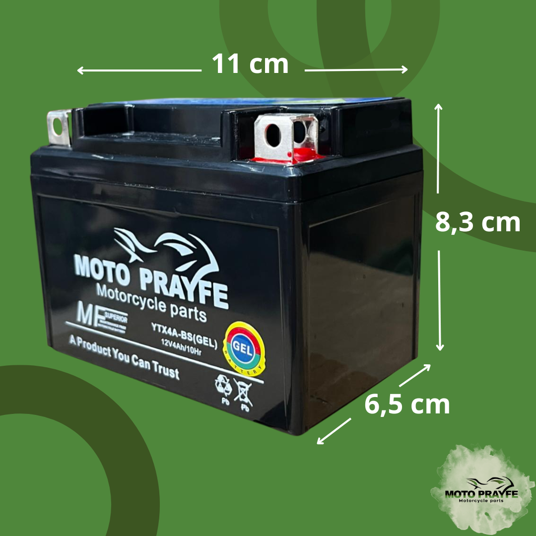 Batería Gel YTX4 — CB 110-Boxer M.N-KS- ES-Suzuki-Best 125-Crypton FI-NAVI 110-DREAM NEO 110-TVS NEO NX110