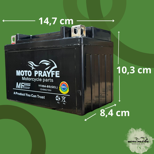 Batería Gel YTX9 —PULSAR NS 200 -NS 160 INYECCION PULSAR 180 FI -DUKE 200-250-390-DOMINAR 250-400-FREEWIND 650